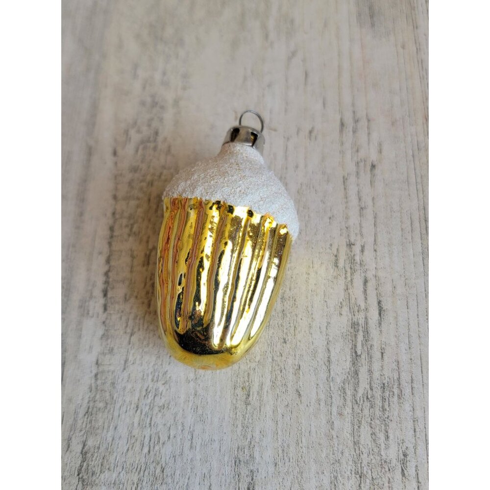 Golden acron white glitter mini‎ ornament Xmas